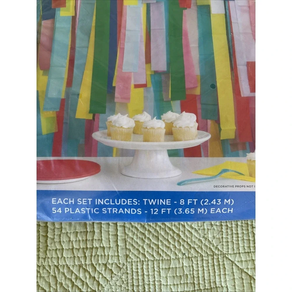 321 Party! Rainbow Fringe Backdrop Kit 54 12Ft Plastic Strands & 8ft of Twine